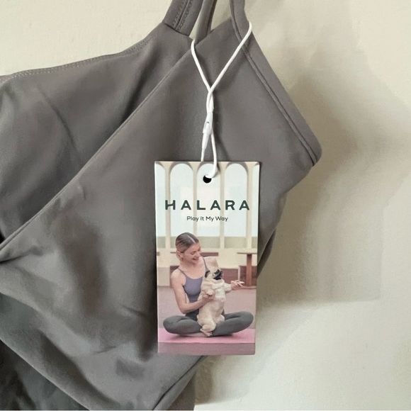 NWT HALARA Yoga Double Strap Backless Twisted Cropped Tank Top, Size S gray - Picture 9 of 9